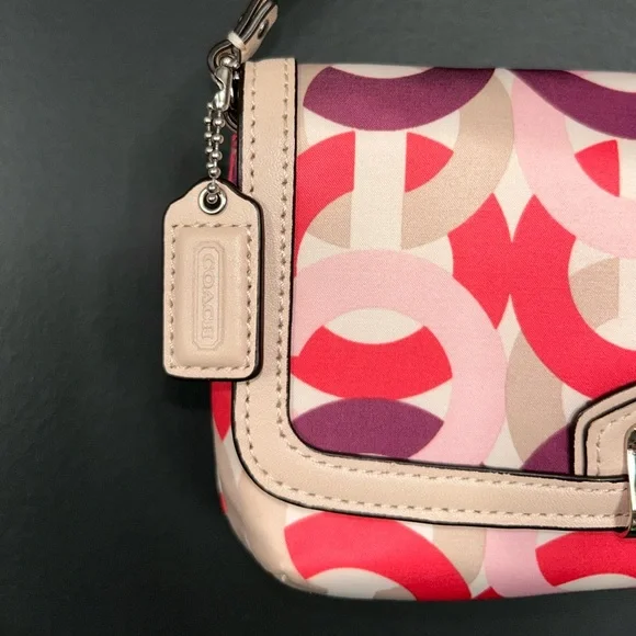 Coach Y2K Kristin Signature Monogram Multicolor Wristlet OP Art Fuchsia & Purple - Picture 12 of 14